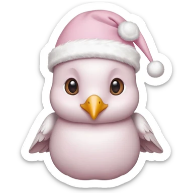 light pink beautiful magestic dove wearing light pink and white christmas hat  sticker