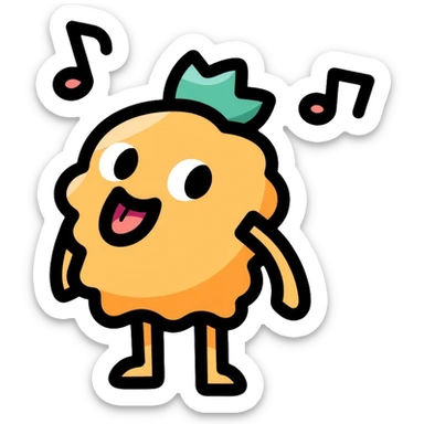 Tralaleritos, a playful character with musical notes sticker