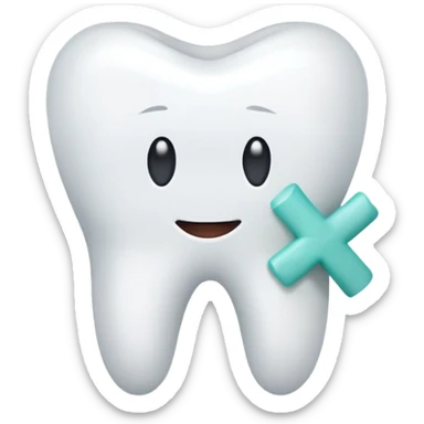 tooth with a bandage and a plus sign, symbolizing healing sticker