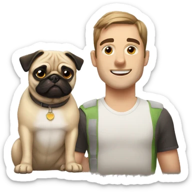 A guy and a pug sticker