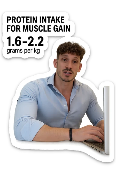 Uomo che imposta la sua fase di massa a proteine intorno 1.6 - 2.2g per kg sticker