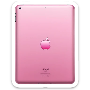  pink iPad (Apple tablet) with sleek metallic finish, minimal and modern design, soft reflections, isolated on transparent background, realistic style" sticker