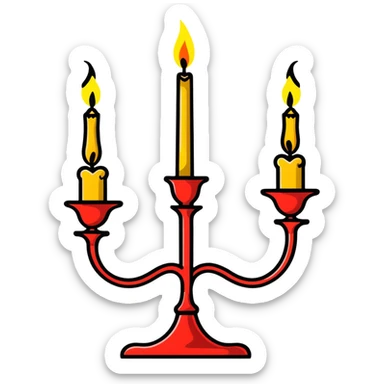 decorative candle holder with 3 lit candles, candelabra sticker