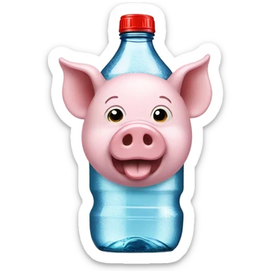 Pig on a soda bottle  sticker