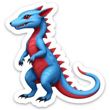 Blue red black white Salandit-genet-Salamence-fusion-hybrid-creature (full body) sticker