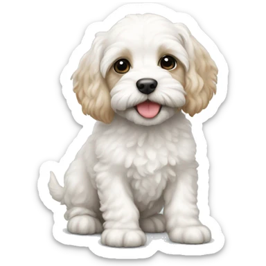 White cavoodle puppy sticker