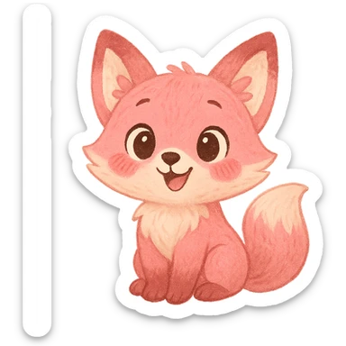 a cute pink fox, original design, big eyes, blushing cheeks, joyful sticker