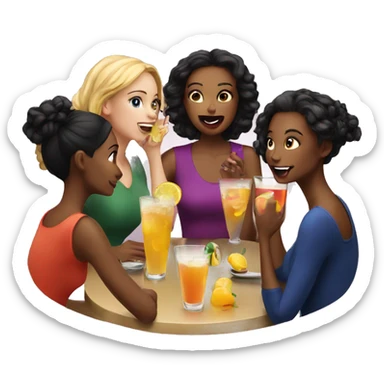 5 girls gossiping over drinks sticker