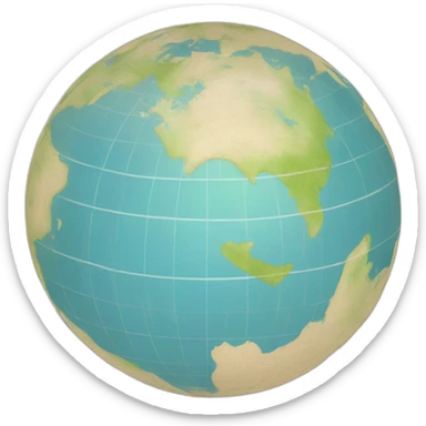 Wind rose with N,S,W,E. On the globe map sticker