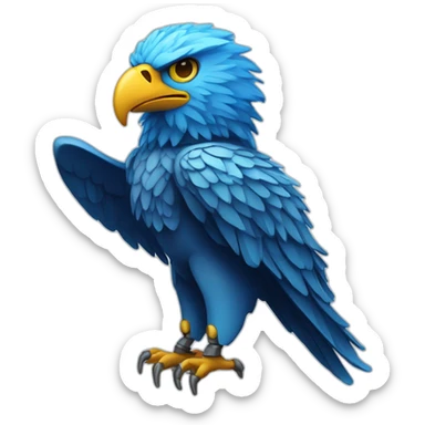 futuristic anthropomorphic blue eagle sticker