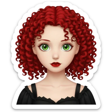 pale girl , From green eyes with curly hair to red shoulder, with the gothic and 2000s style sticker