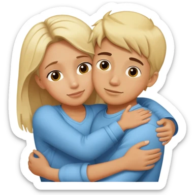 boy hug mommy blonde sticker