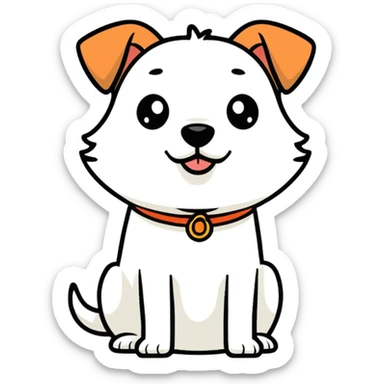 a scared dog, cartoonish sticker style sticker