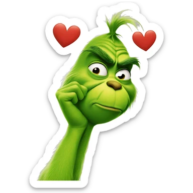 Grinch finger heart sticker