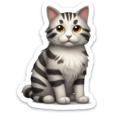 Fluffy striped cat sticker
