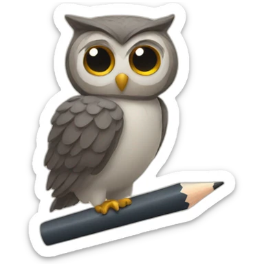 an owl writing with a pencil sticker