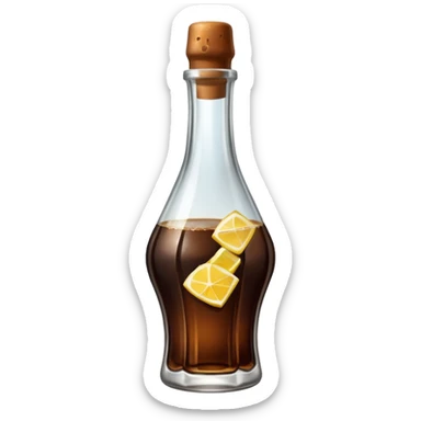 Fernet con coca sin limón,  sin sorbete. En vaso con forma de botella cortada  sticker