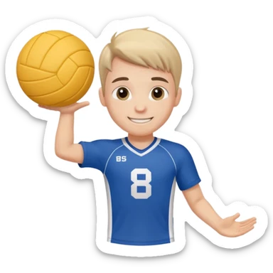 Cute mini guy with volleyball and has a jersey the reads B S sticker