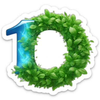 blue "e" from Engie logo and electrical sparks made from green leaves sticker