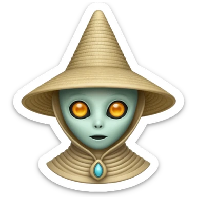 ancient alien with conical hat, white sticker