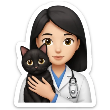 Veterinaria con un gato negro sticker