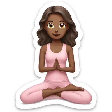 Brunette yoga girl light pink clothes  sticker