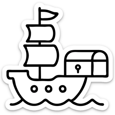 pirate ship with treasure chest sticker