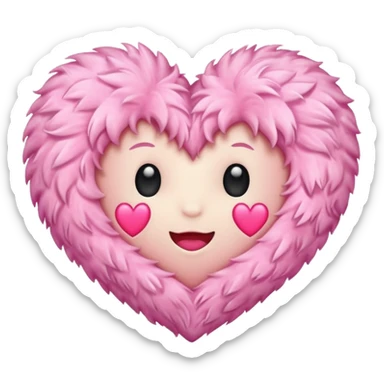 Furry fluffy fuzzy heart sticker