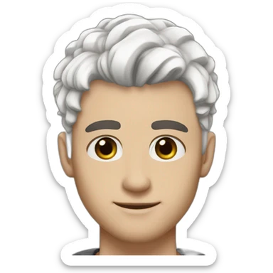 caucasian man 23 years old with dye white hair and brown eyes and brown eyebrow, black piercing in earlobe sticker