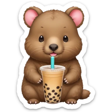 wombat drinks bubble tea sticker