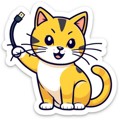 Golden cat biting wires ￼ sticker