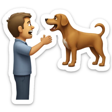 Dog barking at man sticker