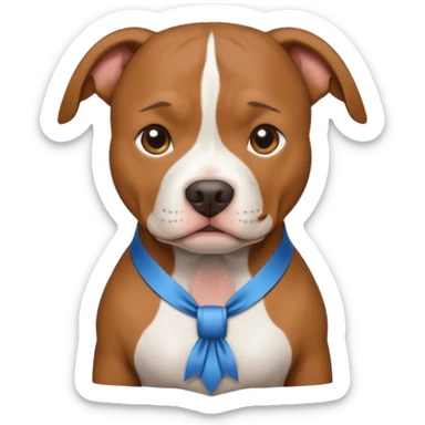pitbull with head ribbon and shirt sticker