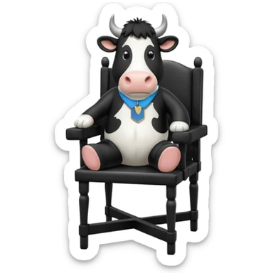 friesan cow sitting in a director's chair sticker