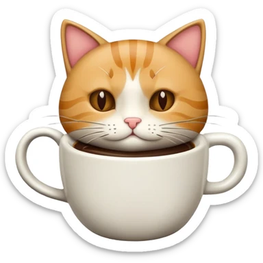 Un gato confundido con un café sticker