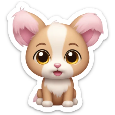 Cute fully with heart eyes and pink fluffy ears sticker