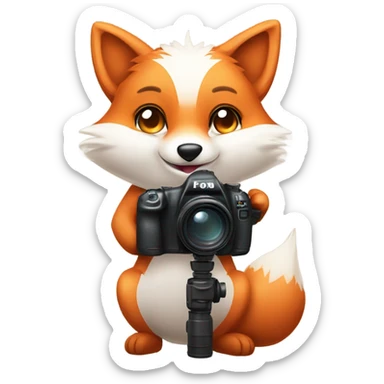 photorealistic detailled kawaii fox taking photo with canon 1DX and 600mm lens sticker