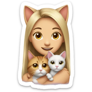 Cat with girl sticker