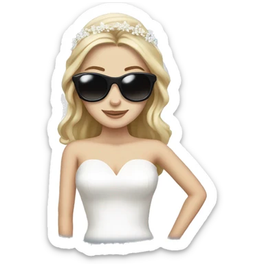 White girl as a bride wearing sunglasses and headphones sticker