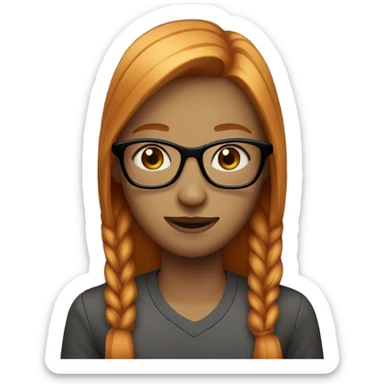 ginger girl with straight hair light eyes braces and glasses sticker