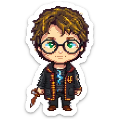 Harry Potter with glasses and a lightning scar sticker