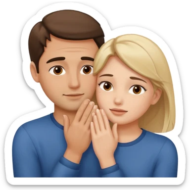 only one Girl touching his face with his own both hand, and smoothly rubbing the face sticker