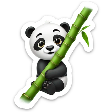 Panda hugging bamboo tree sticker