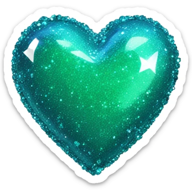 Blue greenish sparkly heart sticker