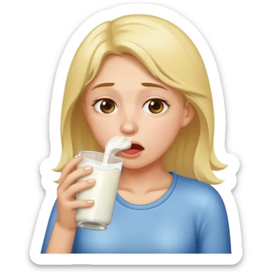 Une femme avec du lait qui vomit blanc sticker