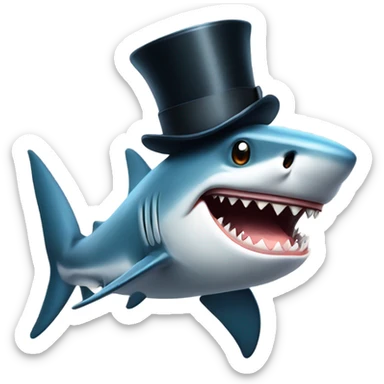 Shark with a top hat sticker