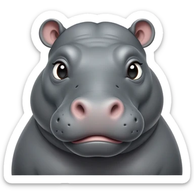 cinematic-noble-hippo-portrait-emoji,-poised-and-regal,-with-a-massive,-robust-build-and-a-smooth,-sleek-slate-gray-hide,-deep-set-soulful-eyes,-simplified-yet-sharp-and-sophisticated-features,-highly-detailed,-glowing-with-a-soft radiance sticker