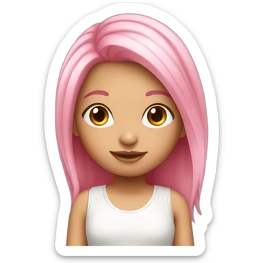 Cute white Brazilian girl with straight pink hair sticker