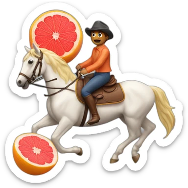 Grapefruit riding a horse sticker