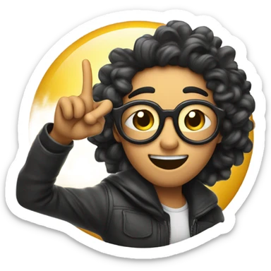  Emoji winking with their tongue out and glasses are on their head and their doing the peace sign sticker